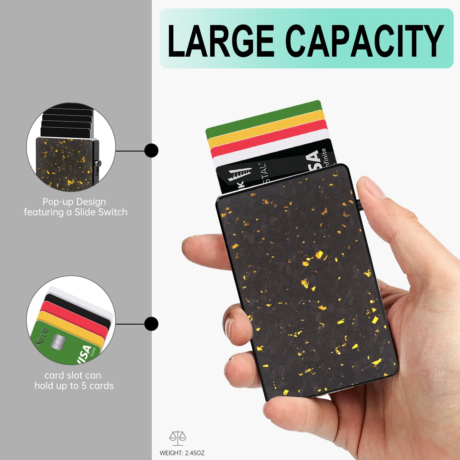 TOYFID Best Mens Forged Carbon Fiber Wallet with Airtag Holder & Expansion Board